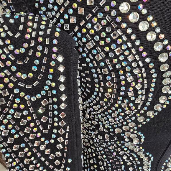 NWT SEXY black embellished midi length sheer cocktail party dress size s/m. - Picture 6 of 8